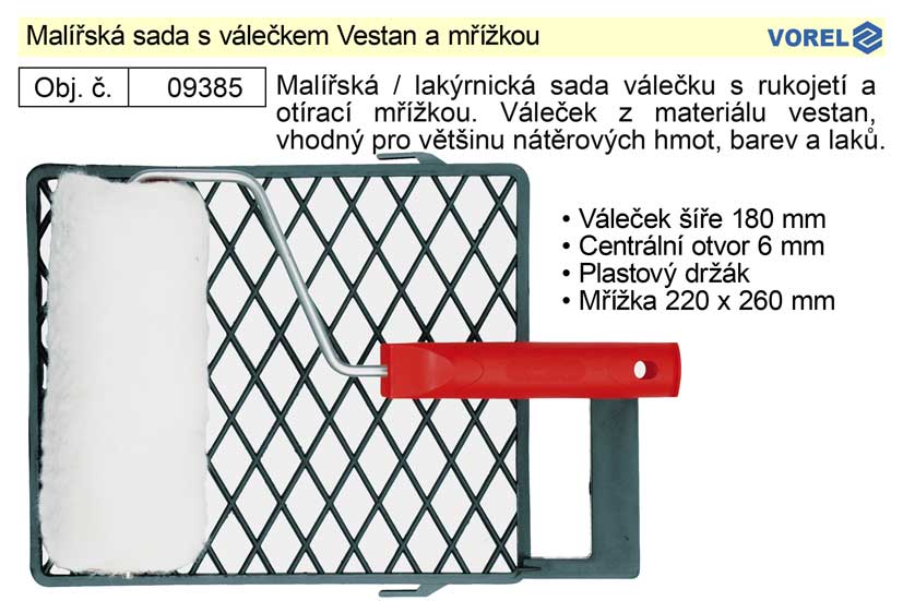 Malířská sada s válečkem Vestan 180 mm a mřížkou 0.28 Kg NÁŘADÍ Sklad2 TO-09385 2