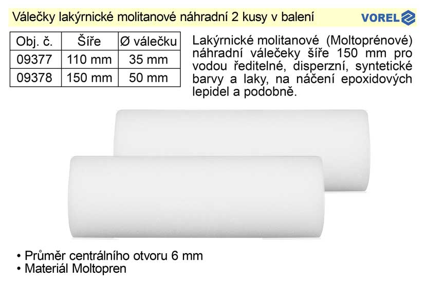 Válečky lakýrnické molitanové šíře 150mm, balení 2 kusy 0.051 Kg NÁŘADÍ Sklad2 TO-09378 2