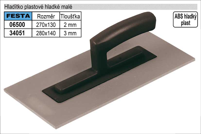 Hladítko plastové hladké 270x130mm, síla 2mm 0.208 Kg NÁŘADÍ Sklad2 TO-06500 1