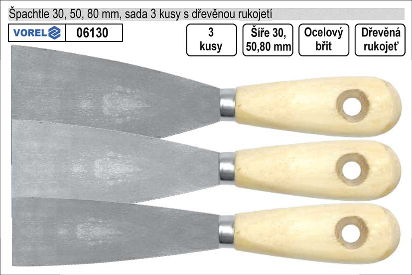 Špachtle Standart  sada 3 kusy 30,50,80mm 0.14 Kg NÁŘADÍ Sklad2 TO-06130 3