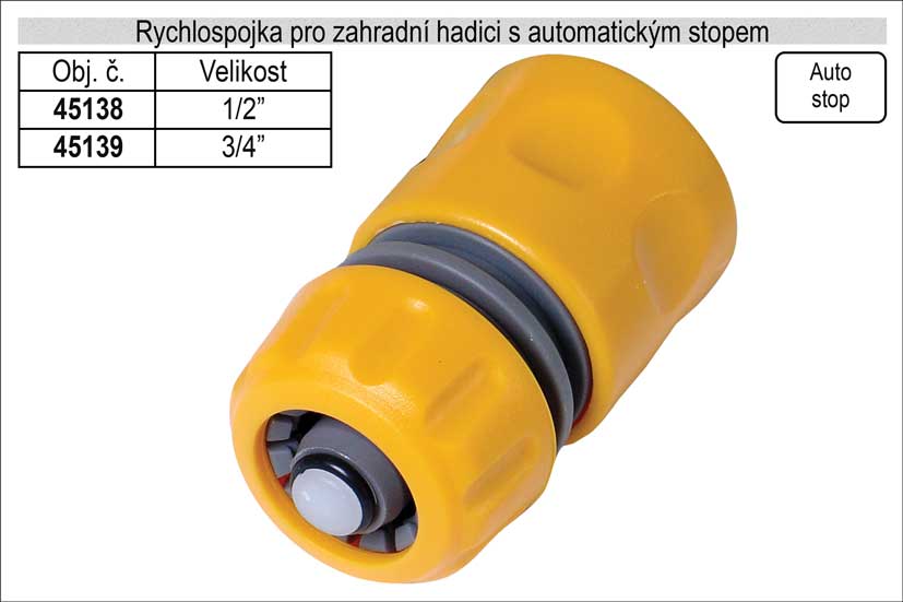 Rychlospojka pro zahradní hadici  3/4" s automatickým Stopem 0.04 Kg NÁŘADÍ Sklad2 45139 21