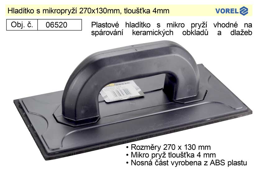 Hladítko s mikropryží 270x130mm, tloušťka 4mm 0.217 Kg NÁŘADÍ Sklad2 TO-06520 2