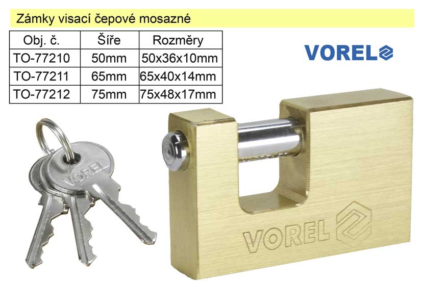 Zámek visací mosazný 50 mm čepový 0.178 Kg NÁŘADÍ Sklad2 TO-77210 12