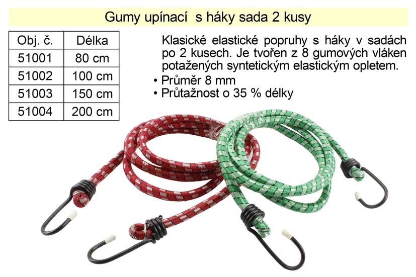 Gumy upínací 200 cm, 10 mm, sada 2 kusy 0.362 Kg NÁŘADÍ Sklad2 51004