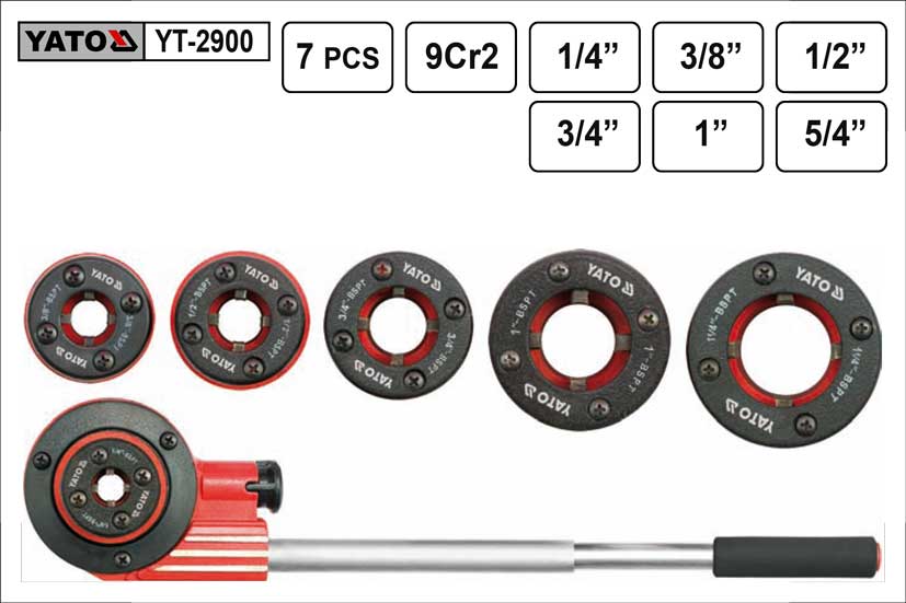 YATO Závitníky R trubkové, BSPT, 6-dílná sada, závitnice YT-2900 6.25 Kg NÁŘADÍ Sklad2 YT-2900 2