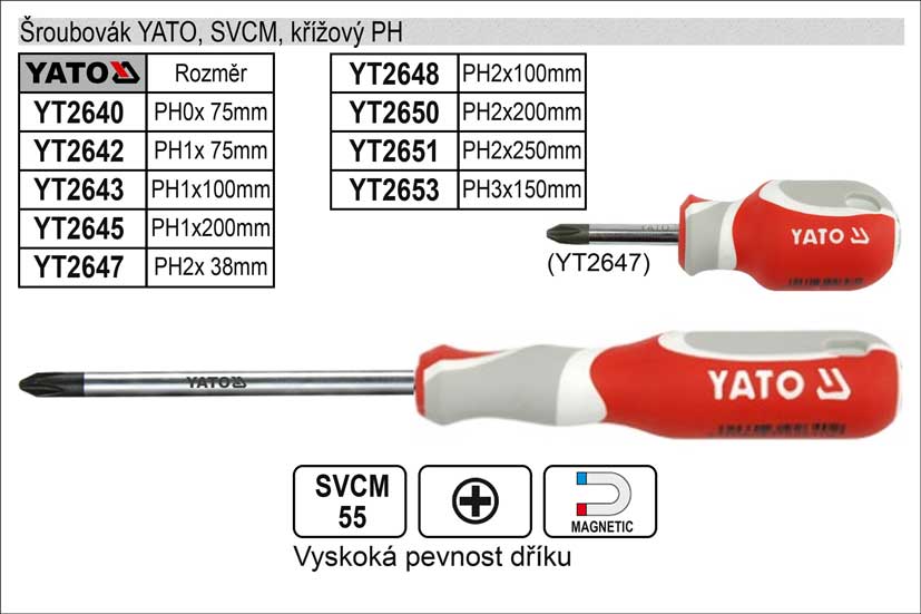 Šroubovák YATO, SVCM, křížový PH1x 38mm 0.05 Kg NÁŘADÍ Sklad2 YT-2647 4