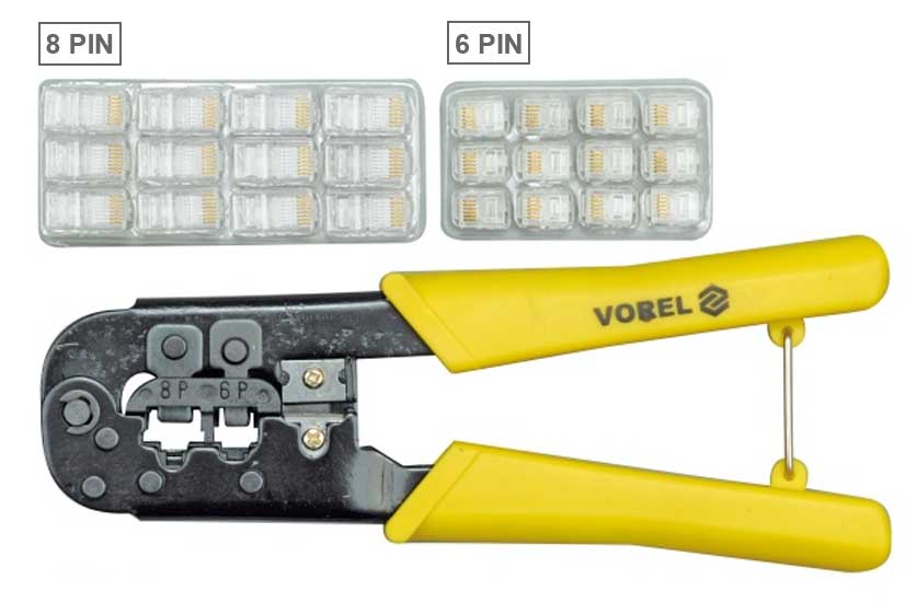 Kleště na lisování konektorů 8 PIN a 6 PIN se sadou konektorů, Vorel 0.45 Kg NÁŘADÍ Sklad2 TO-45503 3