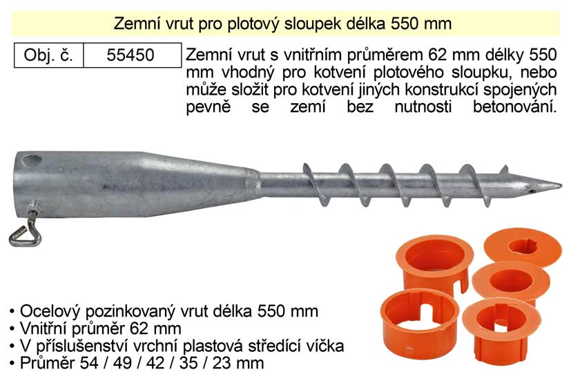 Zemní vrut 62 x 550 mm 1.277 Kg NÁŘADÍ Sklad2 55450 6