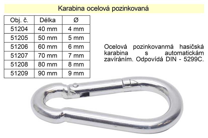 Karabina pozinkovaná 80x8mm 0.0623 Kg NÁŘADÍ Sklad2 51208