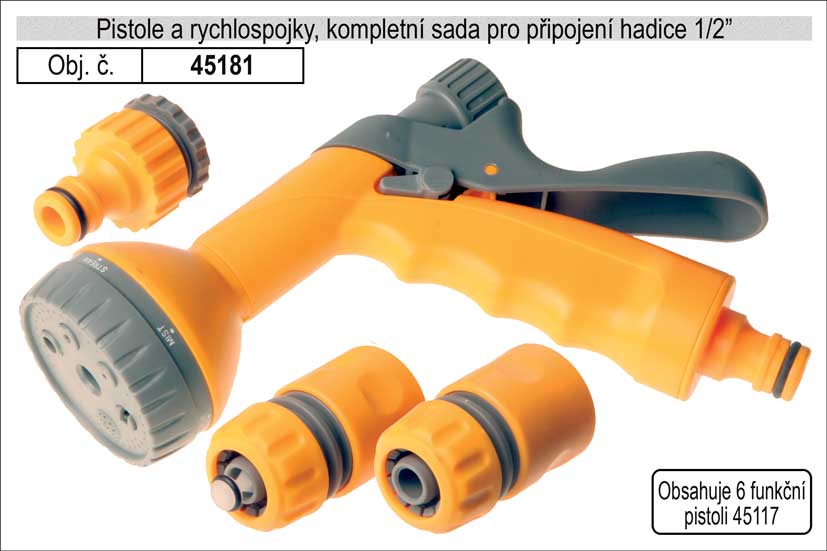 Rozstřikovač 6 fukční a rychlospojky kompletní sada pro zahradní hadici 1/2" 0.215 Kg NÁŘADÍ Sklad2 45181 3