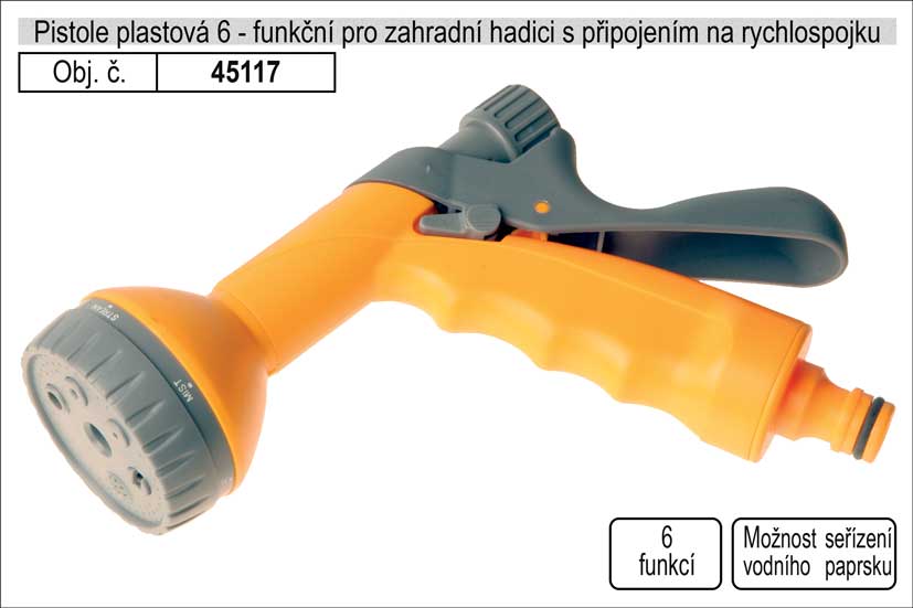 Rozstřikovač 6 funkční plastová pro zahradní hadici s připojením na rychlospojku 0.157 Kg NÁŘADÍ Sklad2 45117