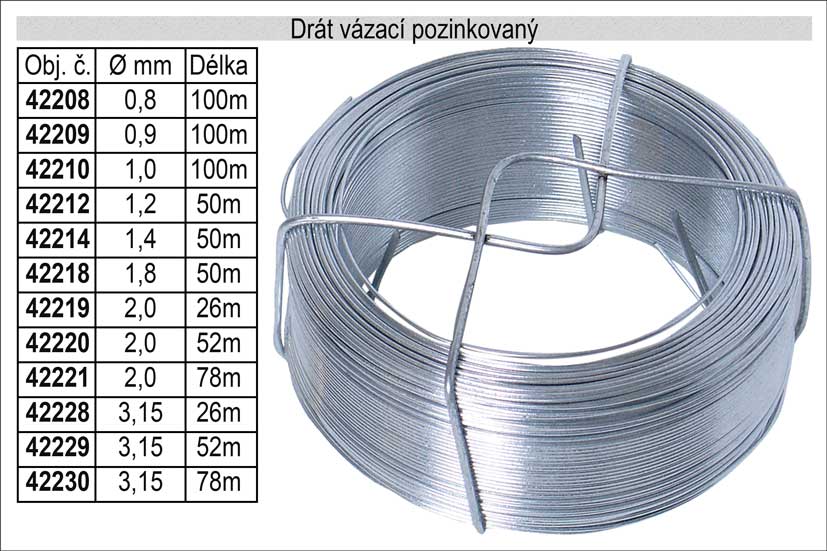 Drát napínací pozinkovaný 2,0mm délka 78m 1.966 Kg NÁŘADÍ Sklad2 42221 1