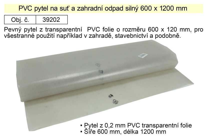 PE pytel na suť 600x1200x0,2mm 0.252 Kg NÁŘADÍ Sklad2 39202 20