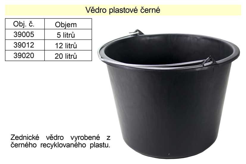 Vědro plastové černé 20 L 0.65 Kg NÁŘADÍ Sklad2 39020 3