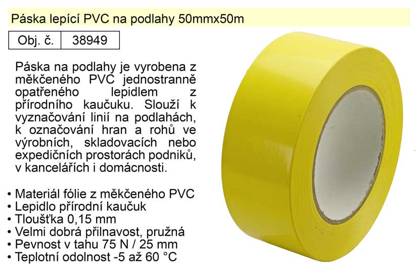 Páska lepící PVC na podlahy 50mmx50m 0.571 Kg NÁŘADÍ Sklad2 38949 4