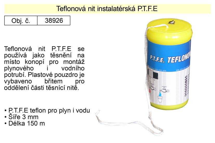 Teflonová nit instalatérská P.T.F.E 0.103 Kg NÁŘADÍ Sklad2 38926 3