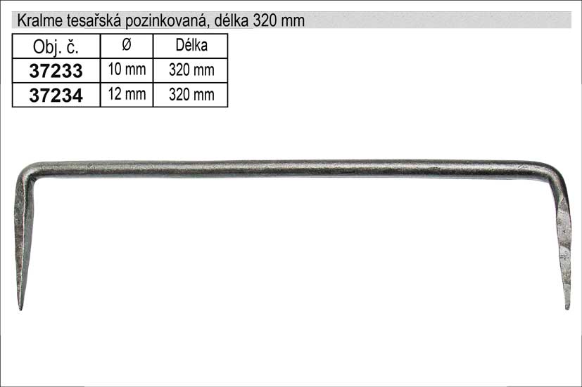 Kramle tesařská pozinkovaná průměr 12mm, délka 320mm 0.3525 Kg NÁŘADÍ Sklad2 37234 5