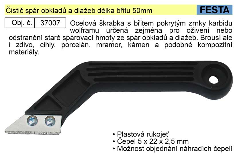 Čistič spár obkladů a dlažeb délka břitu 50mm 0.133 Kg NÁŘADÍ Sklad2 37007 3