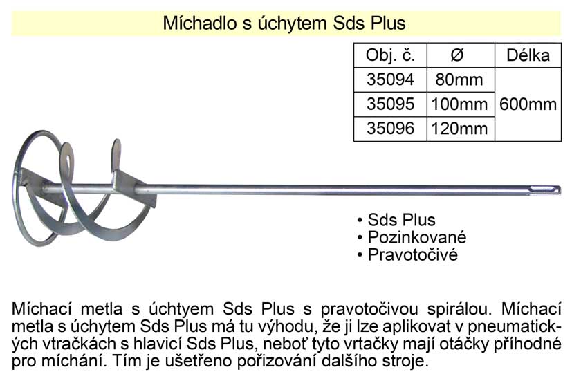 Míchadlo SDS plus 122 x 500 mm pozinkované 0.541 Kg NÁŘADÍ Sklad2 35096 2