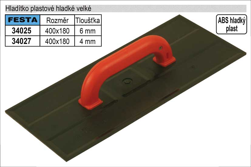 Hladítko plastové hladké 400x180mm, síla 4mm 0.4555 Kg NÁŘADÍ Sklad2 34027 1