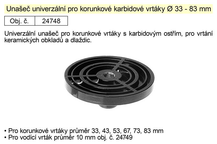 Unašeč univerzální pro korunkové vrtáky průměr 33 - 83 mm 0.11 Kg NÁŘADÍ Sklad2 24748