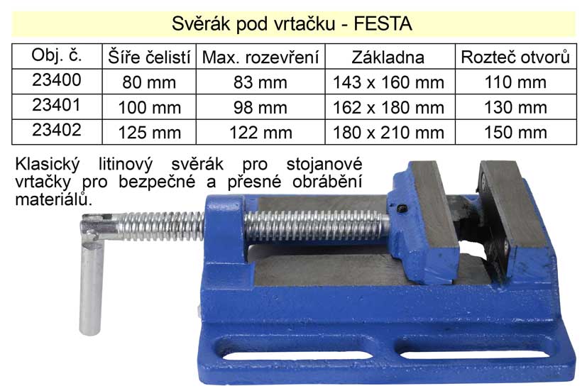 Svěrák  na stojanovou vrtačku šíře 125 mm 3.0865 Kg NÁŘADÍ Sklad2 23402