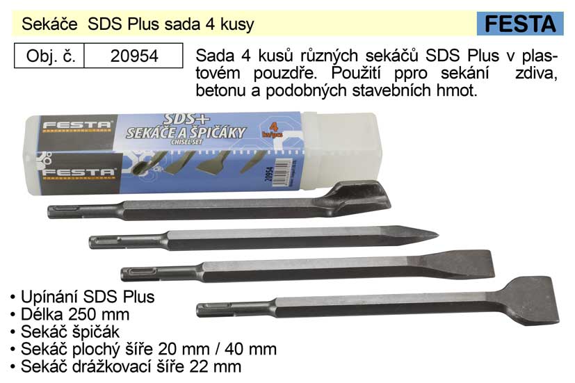 Sekáče  SDS Plus sada 4 kusy 1.071 Kg NÁŘADÍ Sklad2 20954