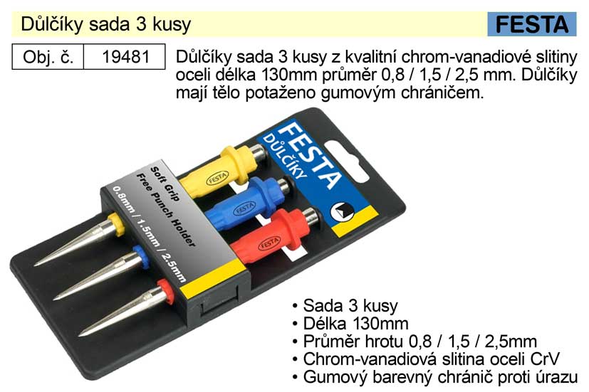 Důlčíky sada 3 kusy 0.182 Kg NÁŘADÍ Sklad2 19481