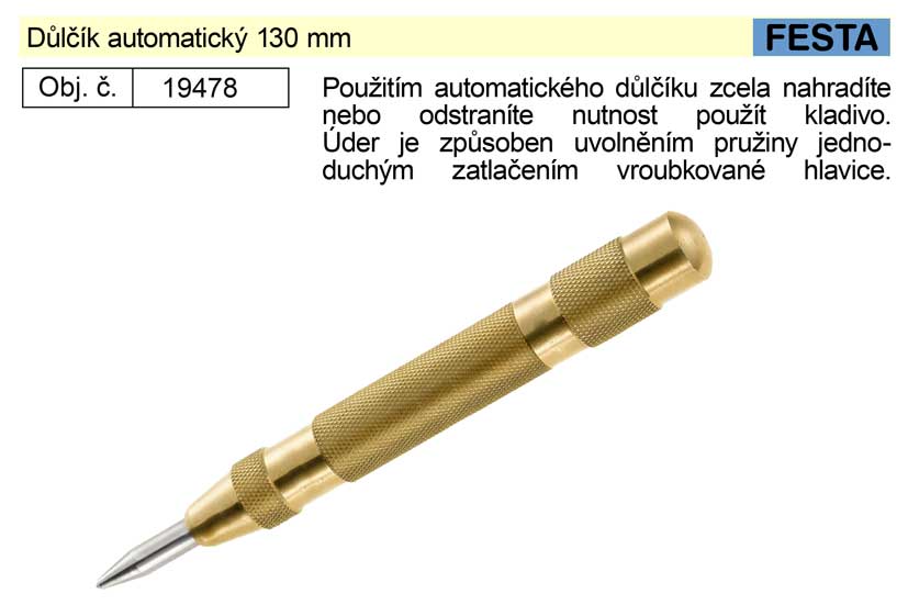 FESTA Důlčík automatický 130 mm 0.079 Kg NÁŘADÍ Sklad2 19478 5
