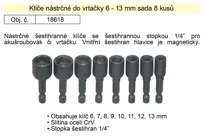 Ořechy nástrčné bity do vrtačky Festa 6-13mm 0.23 Kg NÁŘADÍ Sklad2 18618
