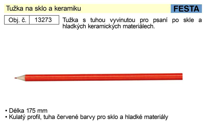 Tužka na sklo a keramiku s červenou tuhou 0.005 Kg NÁŘADÍ Sklad2 13273 10