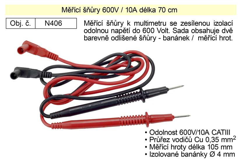 Měřící šňůry  600V/10A Kg NÁŘADÍ Sklad2 N406 7