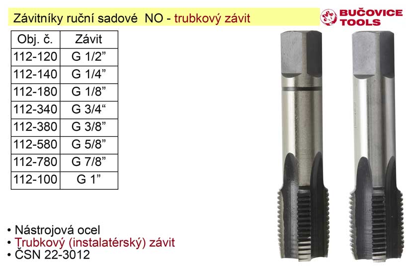 Závitníky ruční sadové   G1/4" NO trubkový závit 0.1 Kg NÁŘADÍ Sklad2 112-140