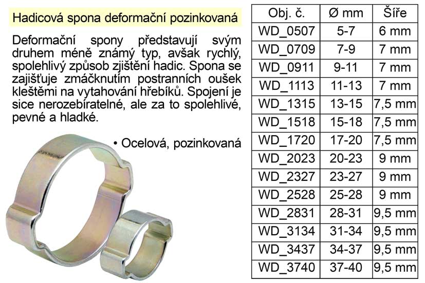 Hadicová spona deformační pozinkovaná 11-13 mm 0.02 Kg NÁŘADÍ Sklad2 WD_1113 96