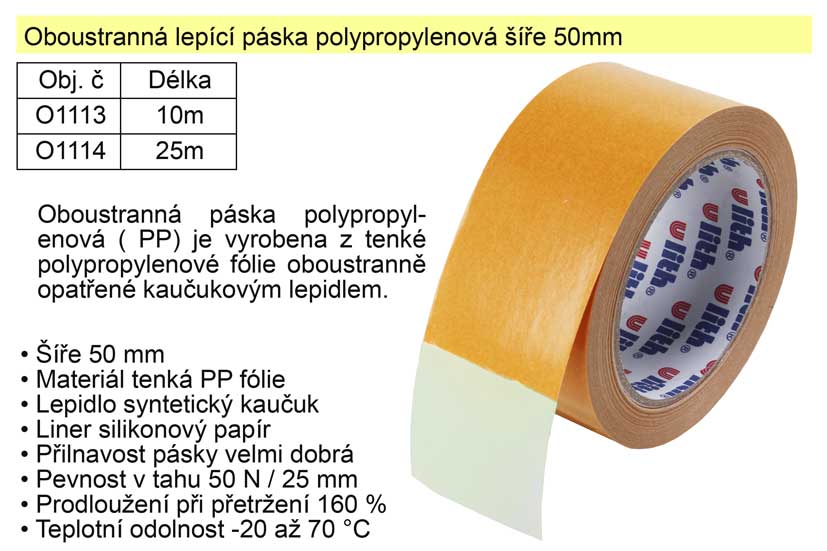 Oboustranná lepící páska polypropylenová 50mm/25m 0.2 Kg NÁŘADÍ Sklad2 O1114 9