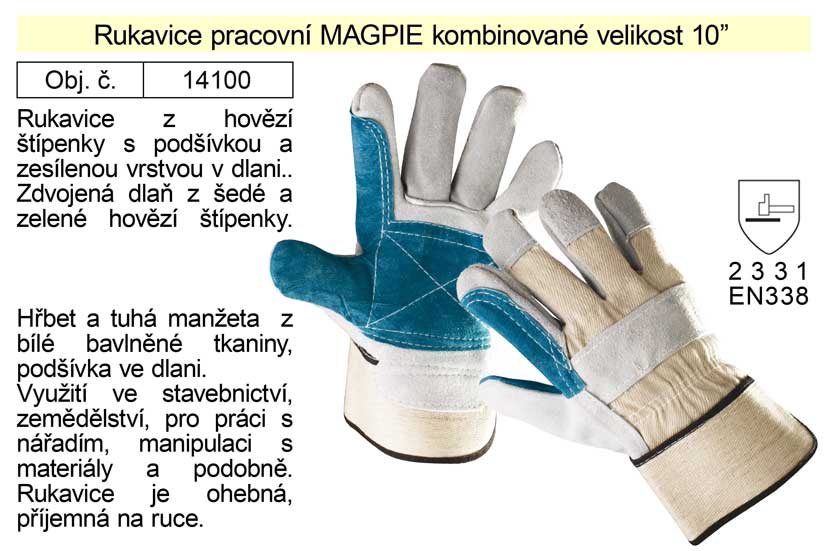 Pracovní rukavice kombinované Magpie vel. 10" Kg NÁŘADÍ Sklad2 14100