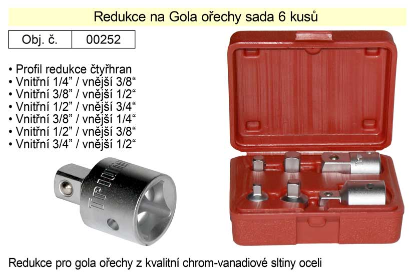 Condor Redukce na Gola ořechy 1/4"-3/4" sada 6 kusů 0.47 Kg NÁŘADÍ Sklad2 100-00252 1