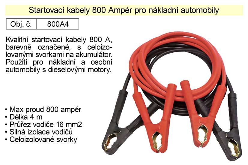 Startovací kabely 800 A 4m 1.6 Kg NÁŘADÍ Sklad2 800A4