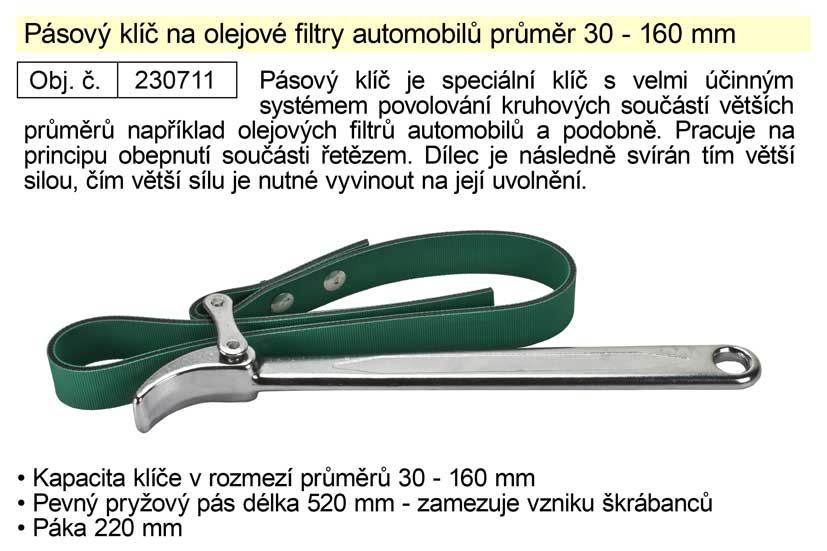Pásový klíč na olejové filtry  30 - 160 mm 0.26 Kg NÁŘADÍ Sklad2 230711