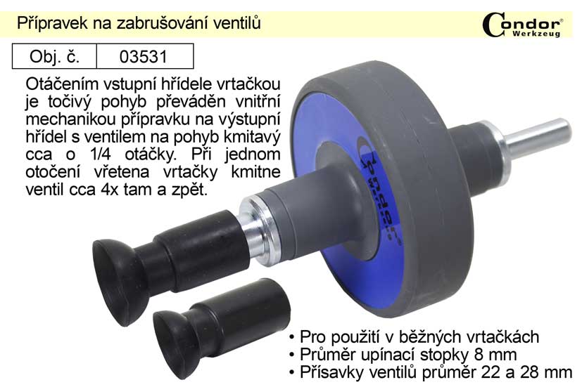 Přípravek na zabrušování ventilů vrtačkou 0.346 Kg NÁŘADÍ Sklad2 100-03531