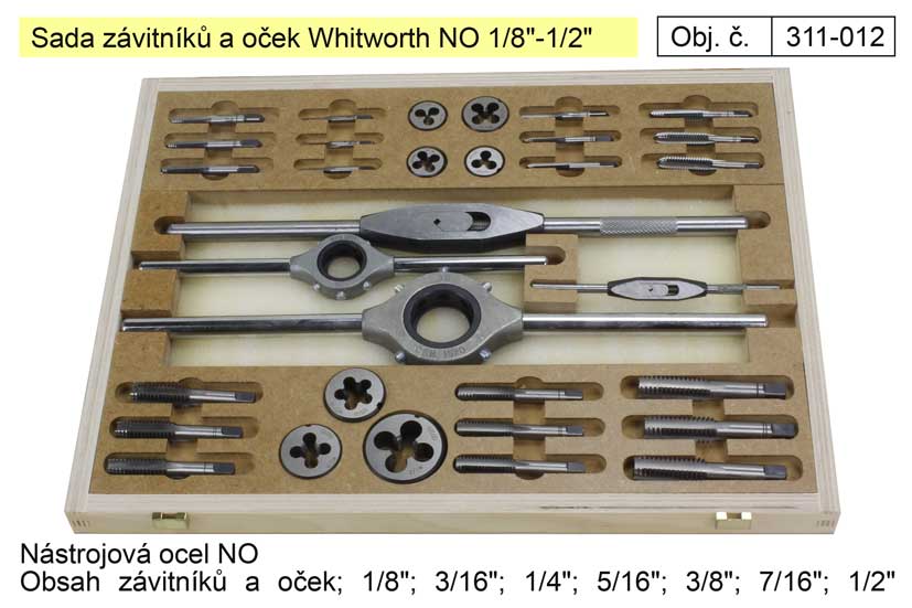 Závitníky a očka sada Whitworth 1/8"-1/2" NO, Bučovice Tools 2.7 Kg NÁŘADÍ Sklad2 311-012 1