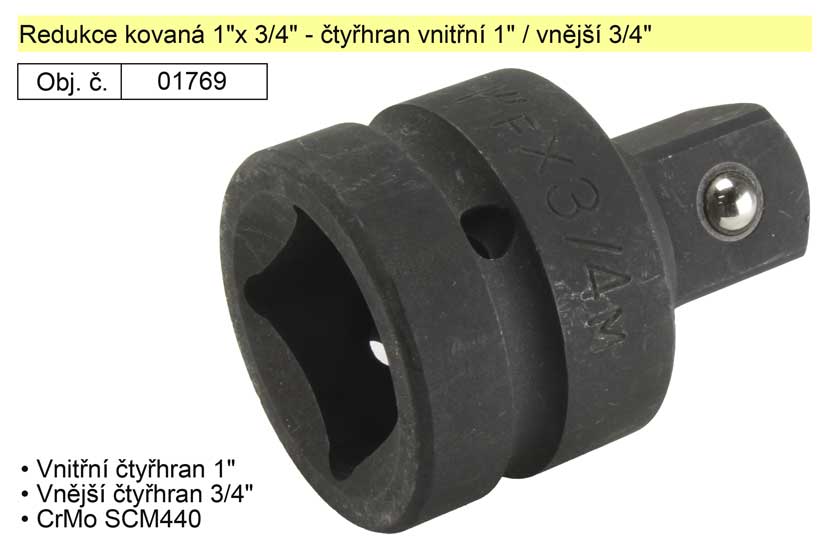 Redukce kovaná 1"x 3/4" - čtyřhran vnitřní 1" / vnější 3/4" 0.35 Kg NÁŘADÍ Sklad2 100-01769 2