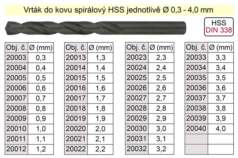 Vrták do kovu HSS   3,2mm - jednotlivě 0.003 Kg NÁŘADÍ Sklad2 20032 31