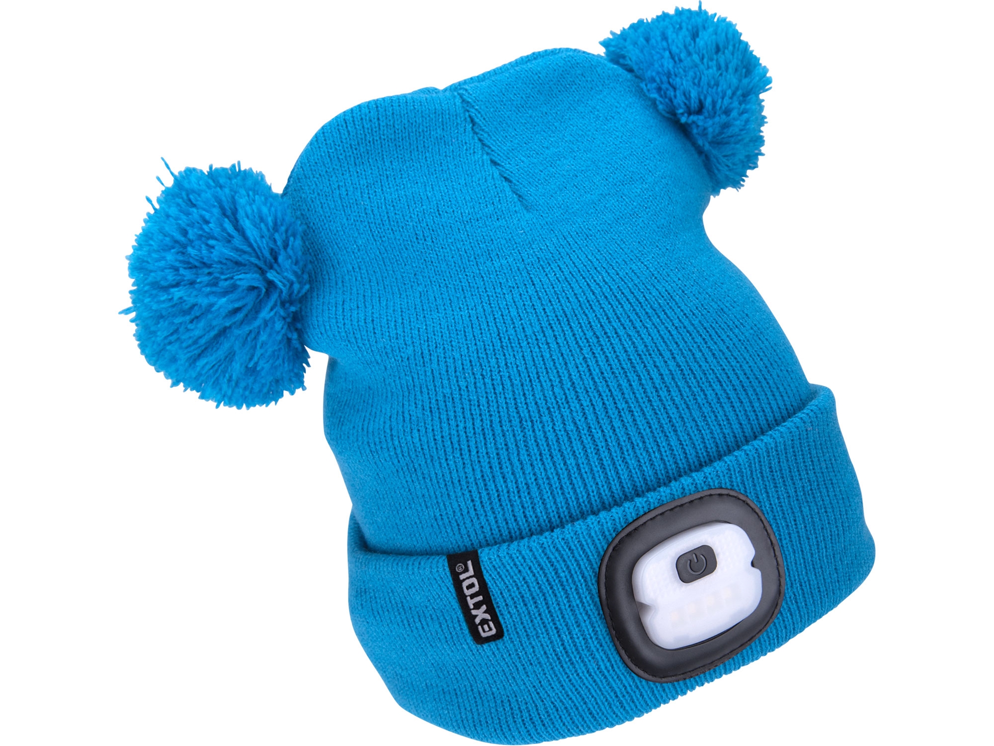 EXTOL LIGHT čepice s čelovkou 4x25lm, USB nabíjení, modrá s bambulemi, dětská 43459 0.129 Kg NÁŘADÍ Sklad2 MA43459