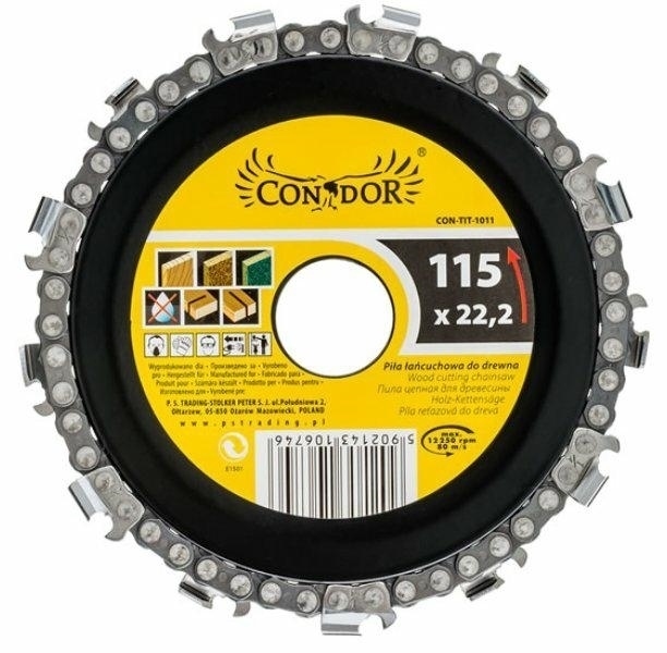 CONDOR Řetězový kotouč na dřevo 115mm (TO-08770) 0.2 Kg NÁŘADÍ Sklad2 CON-TIT-1011