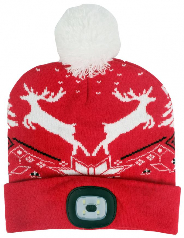 STREND PRO Čepice se světlem X-mas ČERVENÁ se sobem, velikost UNI 0.15 Kg NÁŘADÍ Sklad2 TR3133739