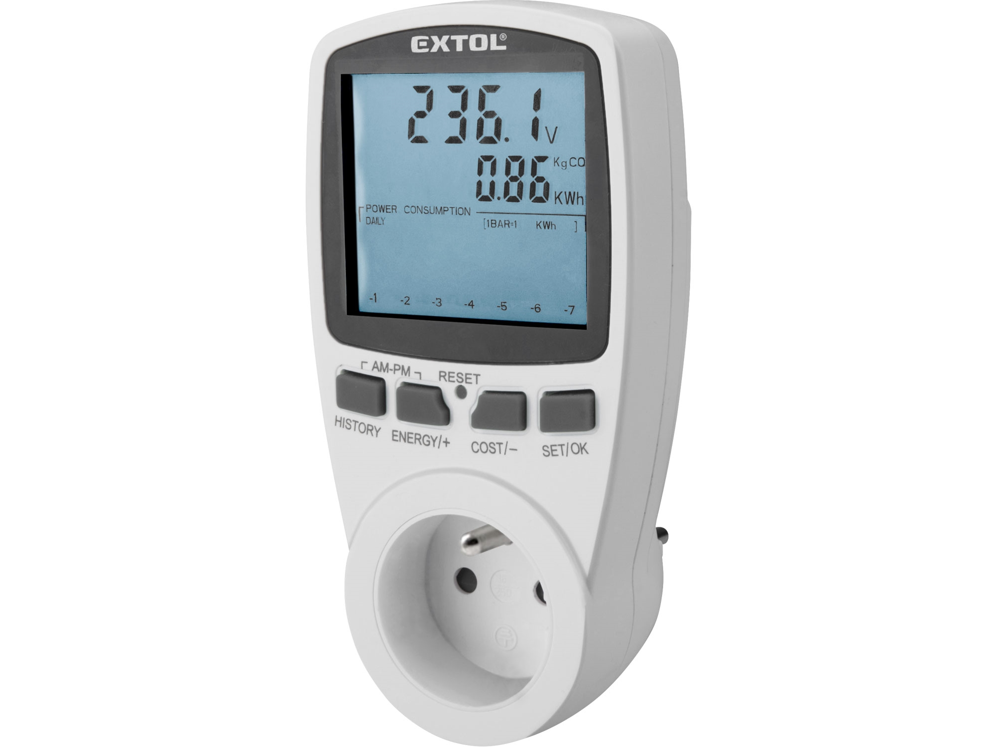 EXTOL PREMIUM Měřič spotřeby elektrické energie - wattmetr 8831260 0.295 Kg NÁŘADÍ Sklad2 MA8831260