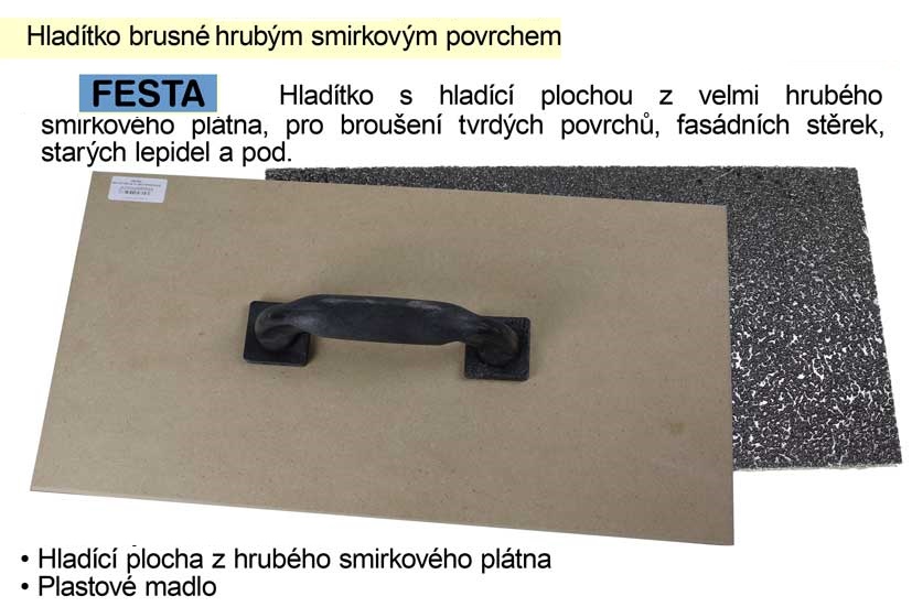 FESTA Hladítko brusné 400x200mm s hrubým smirkovým povrchem P16 0.772 Kg NÁŘADÍ Sklad2 32318