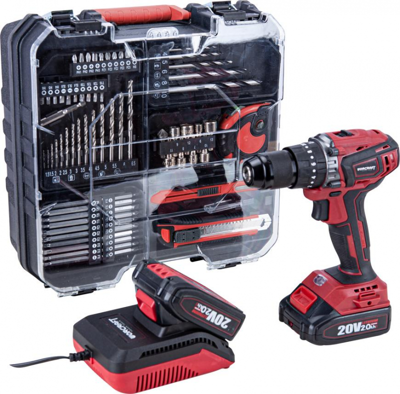 Worcraft CHD-S20LiBAT Aku vrtací šroubovák 20V, bezuhlíkový příklep 2x2.0Ah kufr ShareSYS 1.68 Kg NÁŘADÍ Sklad2 TR114836