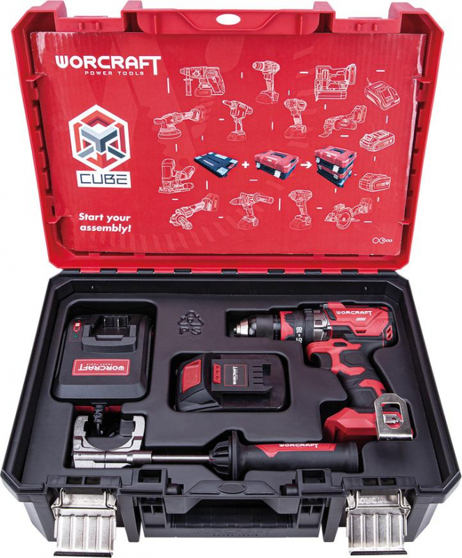 Set WORCRAFT XCUBE004 Aku vrtačka bezuhlíková 100Nm CHD-S20LiBH, 1x4.0Ah, nabíječka 5.03 Kg NÁŘADÍ Sklad2 TR114871
